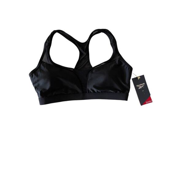 Reebok Women's Black Mesh-Inset Racerback Bikini Swim Top Size‎ M NWT $58 - Picture 1 of 4